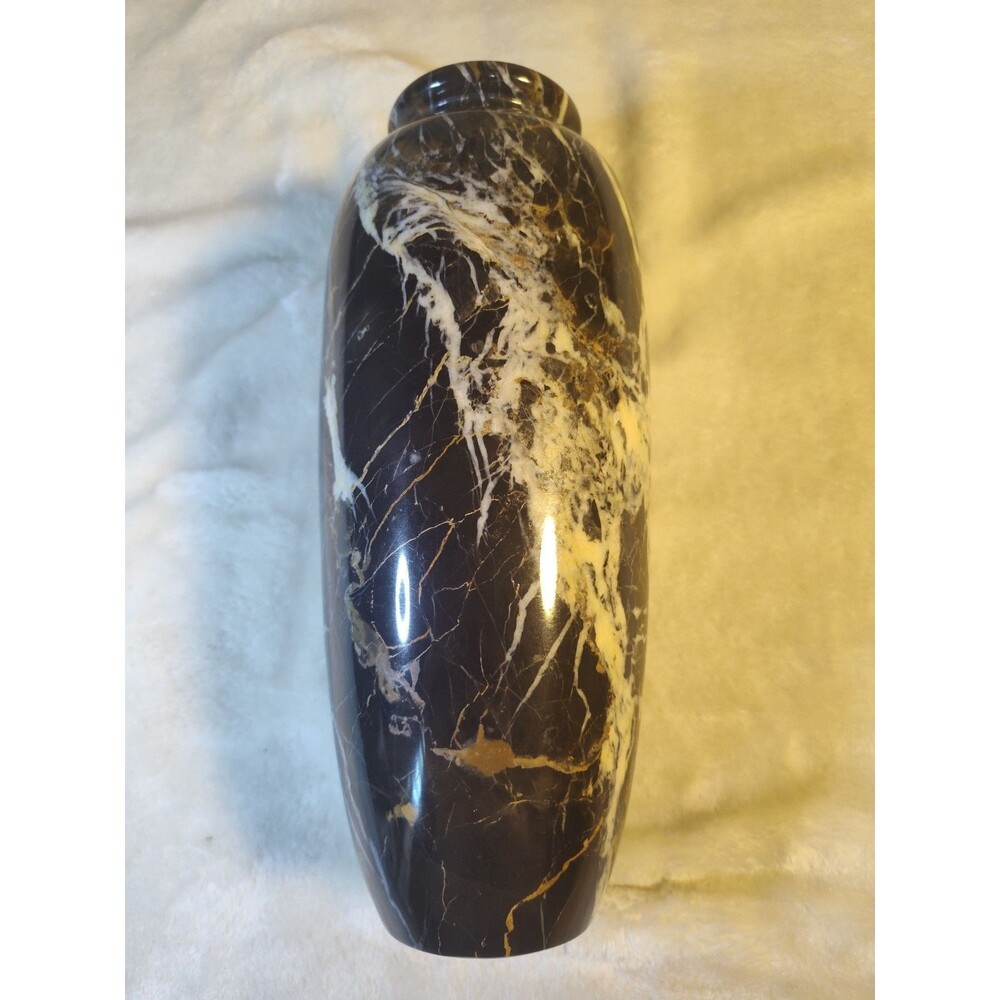 Vintage Late Mid Century 1970s European Honed Marble Vessel Vase Heavy